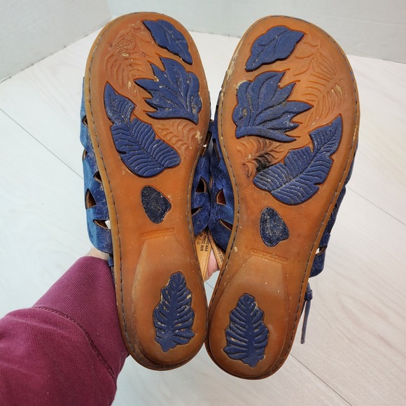 Born Blue Leather Cutout Slingback Sandals Women 11 M/W D20404 - Picture 14 of 14